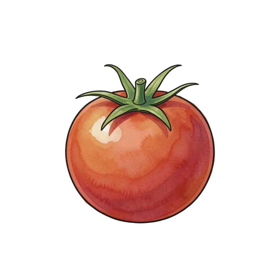 First render for: Hand-painted watercolor garden vegetables, each one a single element on a transparent background